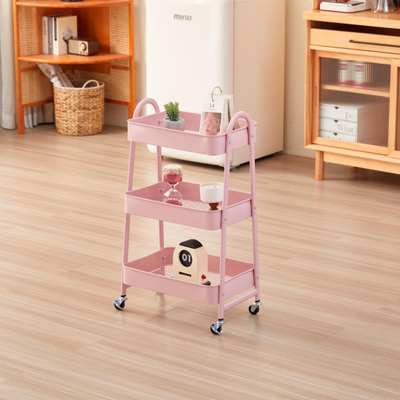 Karrocë organizuese no name Storage Cart, 3 rafte, rozë