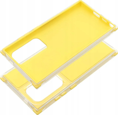 Futrollë telefoni Futera Matrix për Samsung S24 Ultra, gome TPU e butë, kornizë transparente, e verdhë