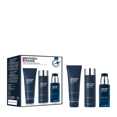 Set për meshkuj Biotherm Homme Force Supreme Men's, Pastrues për fytyrë, 125ml + Losion për fytyrë, 200ml + Xhel për fytyrë, 50ml