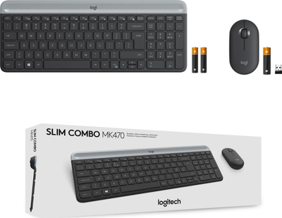 Set tastierë dhe maus Logitech MK470 Slim Wireless me kamera Logitech Brio 100, Full HD 1080p, i zi