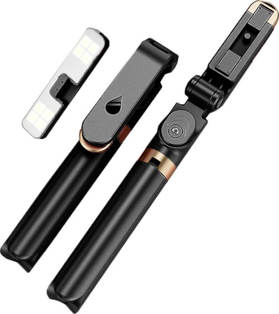Shkop selfie me tripod LED Ring SSTR-20, me telekomandë Bluetooth, i zi