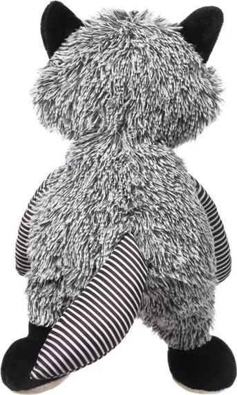 Lodër pelushi BabyOno Raccoon Rocky, me zile nga brenda, me shumë lloje pëlhure, gri