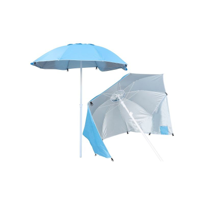 Çadër plazhi XXL, 240cm, me mure anësore, blu