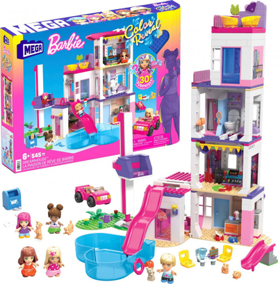 Lodër ndërtimi MEGA Barbie Color Reveal DreamHouse, 545 pjesë, 5 kukulla, shumëngjyrëshe