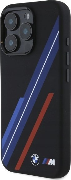Kapak telefoni BMW Silicone Random Lines për iPhone 16 Pro Max, MagSafe, i zi