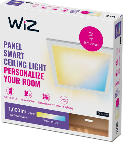 Panel tavani Signify WiZ Ceiling Light Square, 1000lm, Tunable White, i bardhë