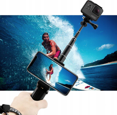 Shkop selfie trekëmbësh Telesin GP-MNP-090-S, 20-90cm, për kamera sportive, i zi