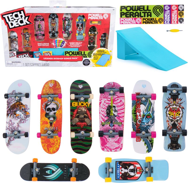 Set lodrash Tech Deck Powell Peralta Sk8shop Bonus Pack, 8 fingerboard, me rampe, multicolor