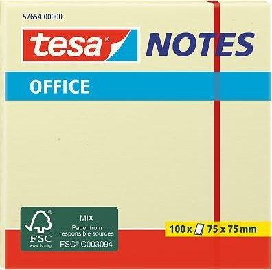 Shënime ngjitëse Tesa Office Notes 57654, 75x75mm, 100 fletë, të verdha