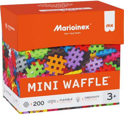 Играчка градежни блокчиња Marioinex Mini Waffle, 200 парчиња, 3.5x3.5 cm, разновидни бои
