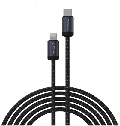 Kabllo karikimi Devia Gracious EC645 USB C në Lightning, 1m, 27W 3A, e zezë