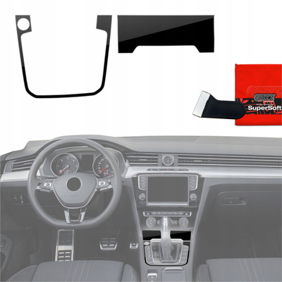 Folie interieri GrizzGlass PianoSkin Glossy, për Volkswagen Passat B8 Alltrack 2014-2023, set 2 në 1, e zezë shkëlqyese