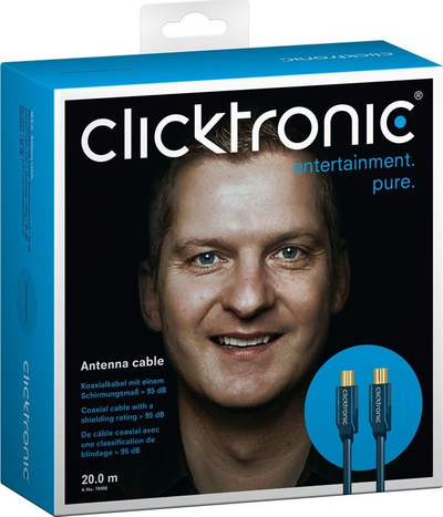 Kabllo antene ClickTronic, koaksiale, 20m, e bardhë