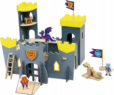 Lodër kështjellë druri Vilac My Castle So Strong, me figurina, gri verdhë