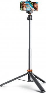 Tripod selfie K&F Concept 2 në 1, 157cm, me telekomandë Bluetooth, ngjyrë e zezë
