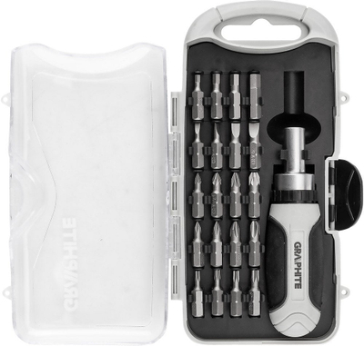 Set bitash Graphite me mbajtëse magnetike me cikël, 115 mm, 21 copë