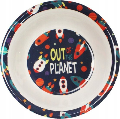 Set mëngjesi për kalamaj Space, 3 pjesë, melaminë, blu me raketa