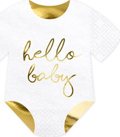 Serveta dekorative Hello Baby, dizajn bodi bebe, 20 copë, shumëngjyrëshe