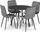 Set tavoline rrethore TODI me 4 karrige TURIN, 80 cm, MDF, velur gri e errët, e zezë