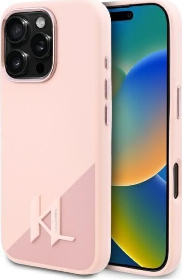Këllëf telefoni Karl Lagerfeld KLHMP16XSCMKMPCP, për iPhone 16 Pro Max, silikon i fortë, rozë
