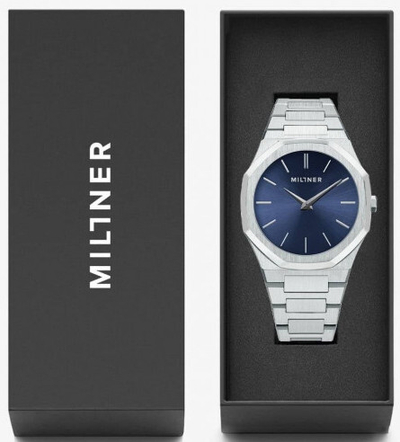 Orë dore Millner Oxford Silver Black, 40 mm