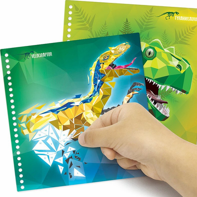 Liber me aktivitete DinosArt Sticker by Number Creative, me dinosaurë, me ngjitëse, shumëngjyrësh
