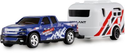 Makinë lodër me telekomandë Amewi RC Pickup, shkalla 1:64, me rimorkio karavani, blu