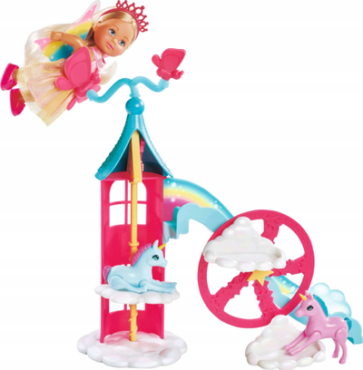 Set lodrash Simba Evi Love Fairy World, kukullë 12 cm, me unikorë, shumëngjyrësh