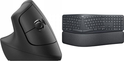 Сет тастатура и глушец Logitech Lift for Business + Ergo K860, ергономски, безжичен, црн