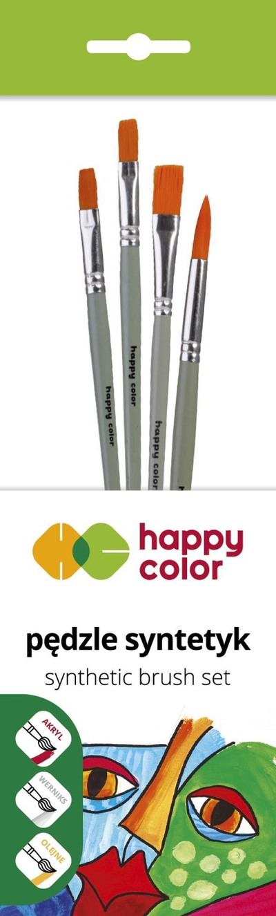 Set furçash sintetike Happy Color, 4 copë, najlon, të përziera