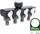 Manifold uji Elo WL-3033 White Line, 4 valvula mbyllëse, reduktim 1 3/4, gri