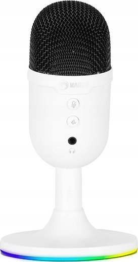 Mikrofon gaming Marvo MIC-06, me ndriçim RGB, me port për kufje, i bardhë