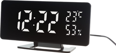 Orë alarmi Greenblue GB395, LED dixhitale, temperaturë dhe lagështi, e zezë