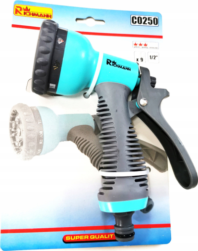 Pistoletë ujitje Richmann C0250, 9 mënyra, lidhje 1/2", gri me jeshile
