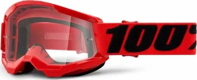 Syze motocross 100% Strata 2 Junior, lente transparente anti fog, të kuqe