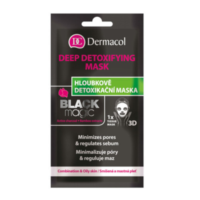 Maskë tekstile detoksifikuese për fytyrë Dermacol Black Magic, 15 ml