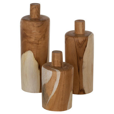 Set dekor tavoline teak 3-pjesësh 10×10×32 cm (HM7722)