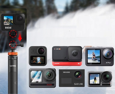 Tripod edhe selfie stick ULANZI U-TP-03, 127cm, për kamera action edhe kompakte, i zi portokalli