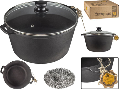 Tenxhere gize Maysternya, 6L, me kapak xhami, për induksion, ngjyrë e zezë
