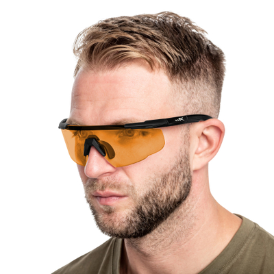 Syze mbrojtëse taktike Wiley X Saber Advanced Rust, lente të këmbyeshme, kornizë e zezë mat