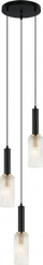 Llambadar varëse Netlighting ITLPND-43309-3, 3xE14, metal dhe xham, i zi me ari