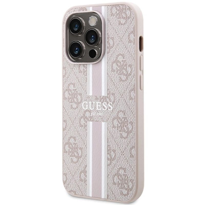 Mbulesë telefoni Guess 4G Printed Stripes për iPhone 15 Pro, MagSafe, rozë