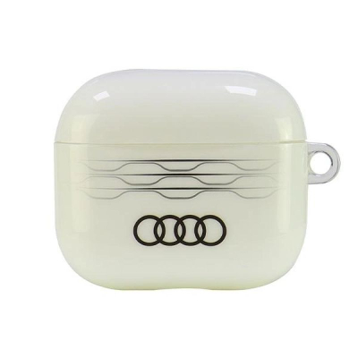 Mbulesë për AirPods 3 Audi IML Geometric Pattern, dizajn me logo, e bardhë