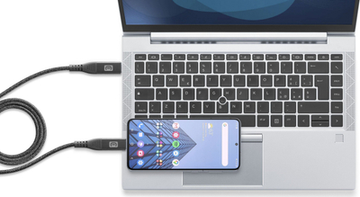 Kabllo karikimi Cellularline 5A Fast Transfer, USB C në USB C, 1m, i zi
