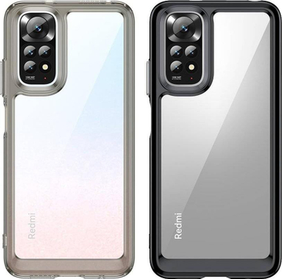 Mbrojtëse telefoni Xiaomi Redmi Note 11 Outer Space, hibride TPU PC, transparente, me kornizë rozë