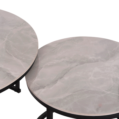 Set tavolina ndihmëse HomeMarkt Talos, rrethore, metal, 70cm, gri