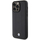 Mbrojtëse telefoni BMW Leather Diamond për iPhone 15 Pro 6.1", lëkurë, e zezë