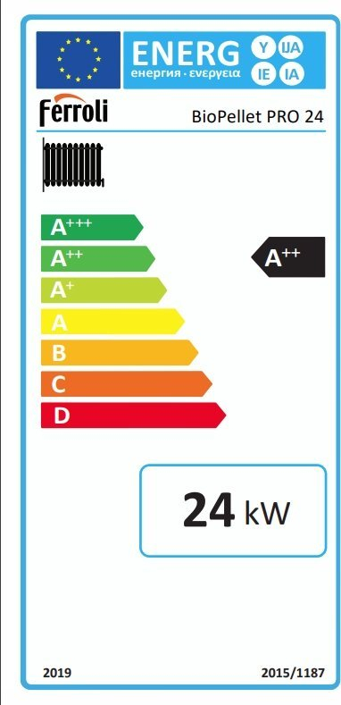 Kaldajë peleti Ferroli Biopellet Pro 24kW, rezervuar 105kg, gri