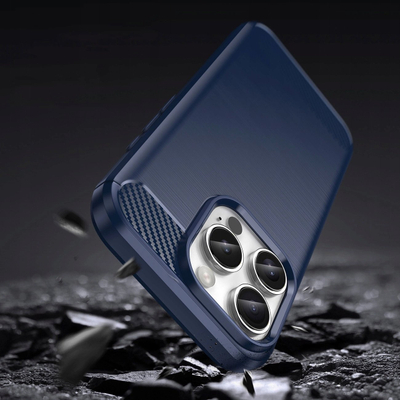 Mbrojtëse silikoni Baseus për iPhone 16 Pro Max, dizajn karbon, blu