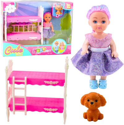 Kukullë mini Lean Toys, 12 cm, me aksesorë, shumëngjyrëshe